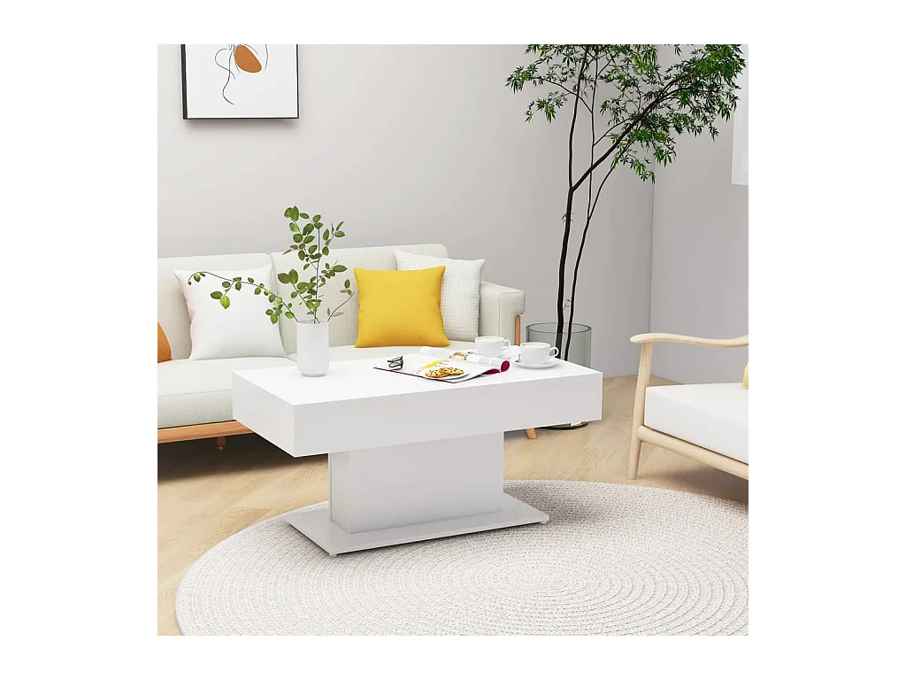 Table basse blanc 96x50x45 cm bois d'ingénierie