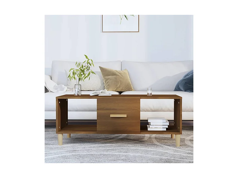 Table basse chêne marron 102x50x40 cm bois d'ingénierie