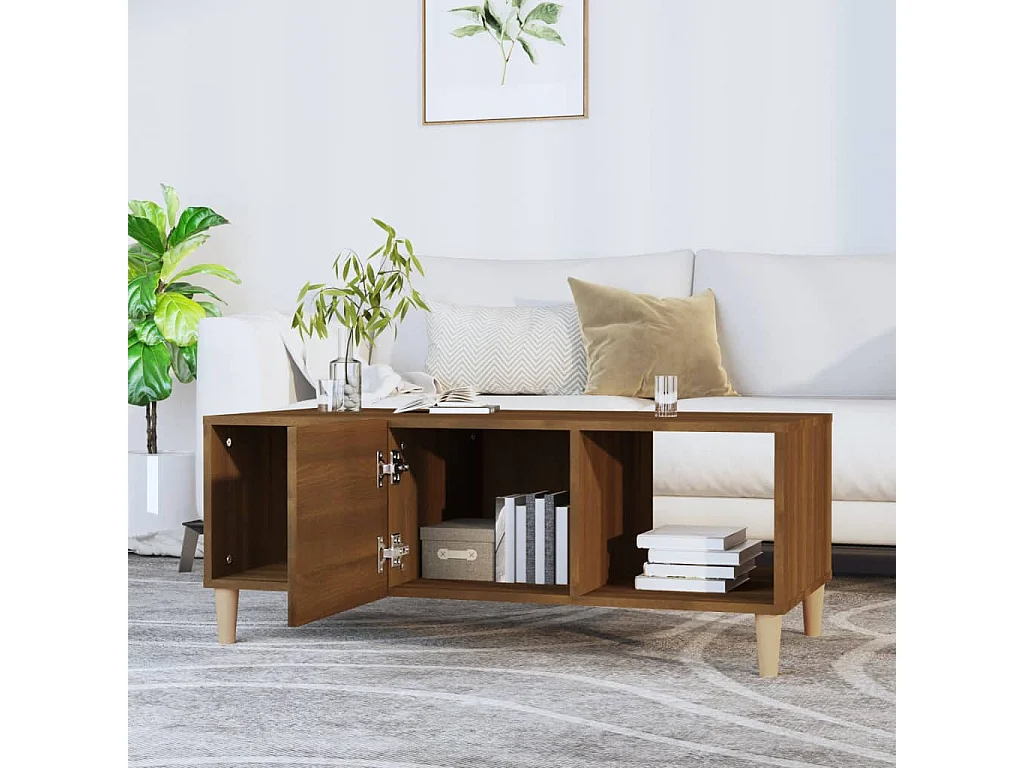 Mesa de centro madera contrachapada roble marrón 102x50x40 cm