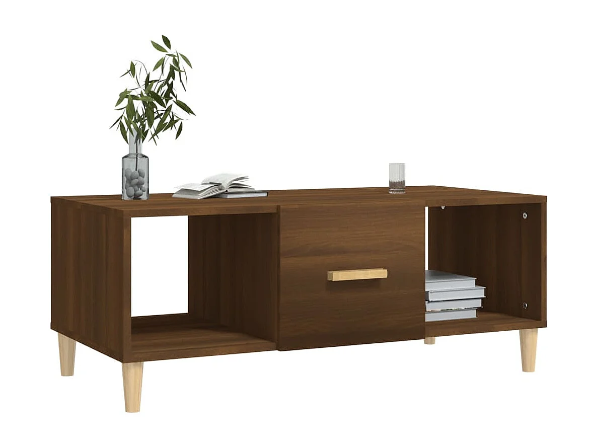 Mesa de centro madera contrachapada roble marrón 102x50x40 cm