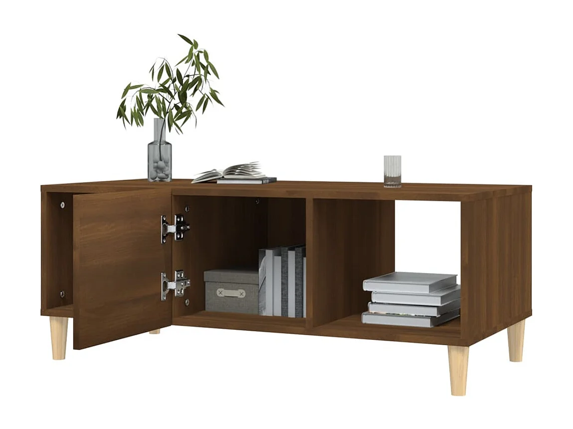 Mesa de centro madera contrachapada roble marrón 102x50x40 cm
