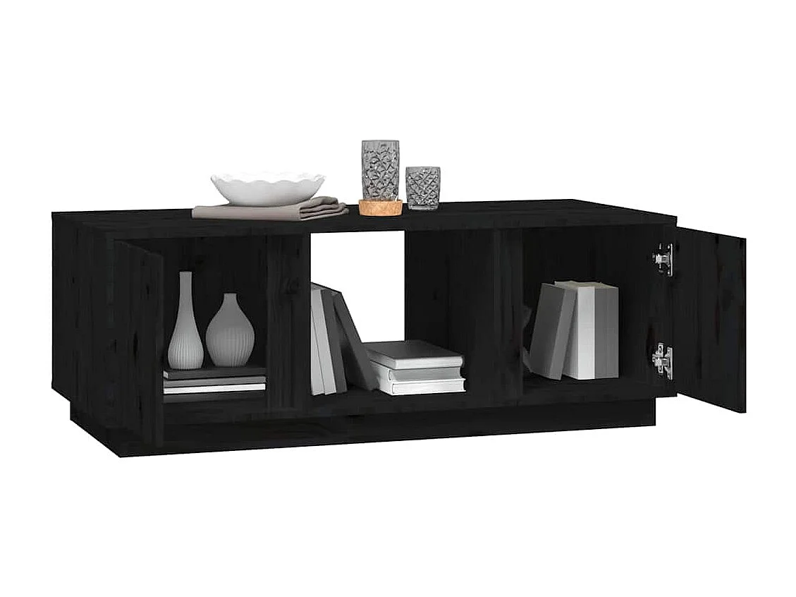 Mesa de centro 110x50x40 cm madeira de pinho maciça preto