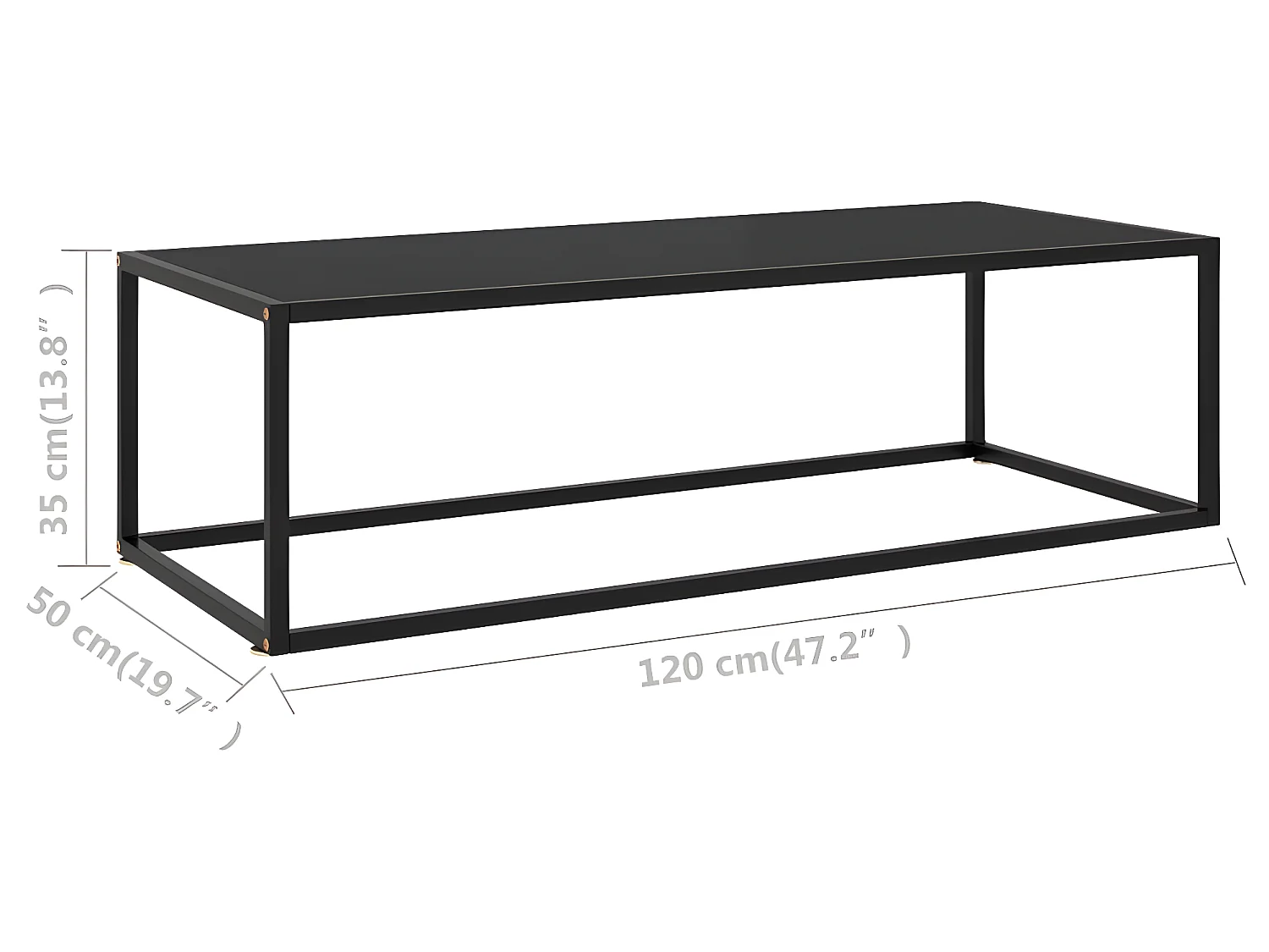 Mesa de centro 120x50x35 cm vidro preto
