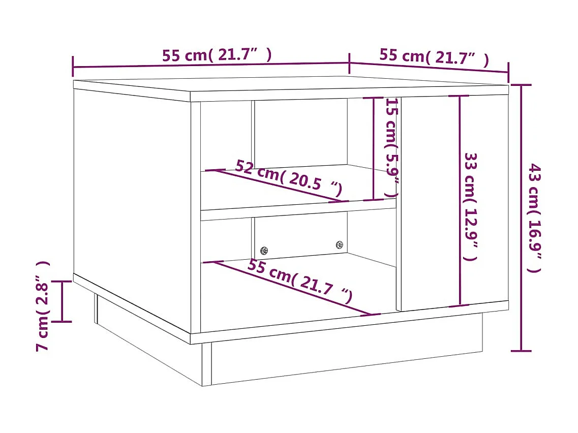 Table basse chêne sonoma 55x55x43 cm bois d'ingénierie