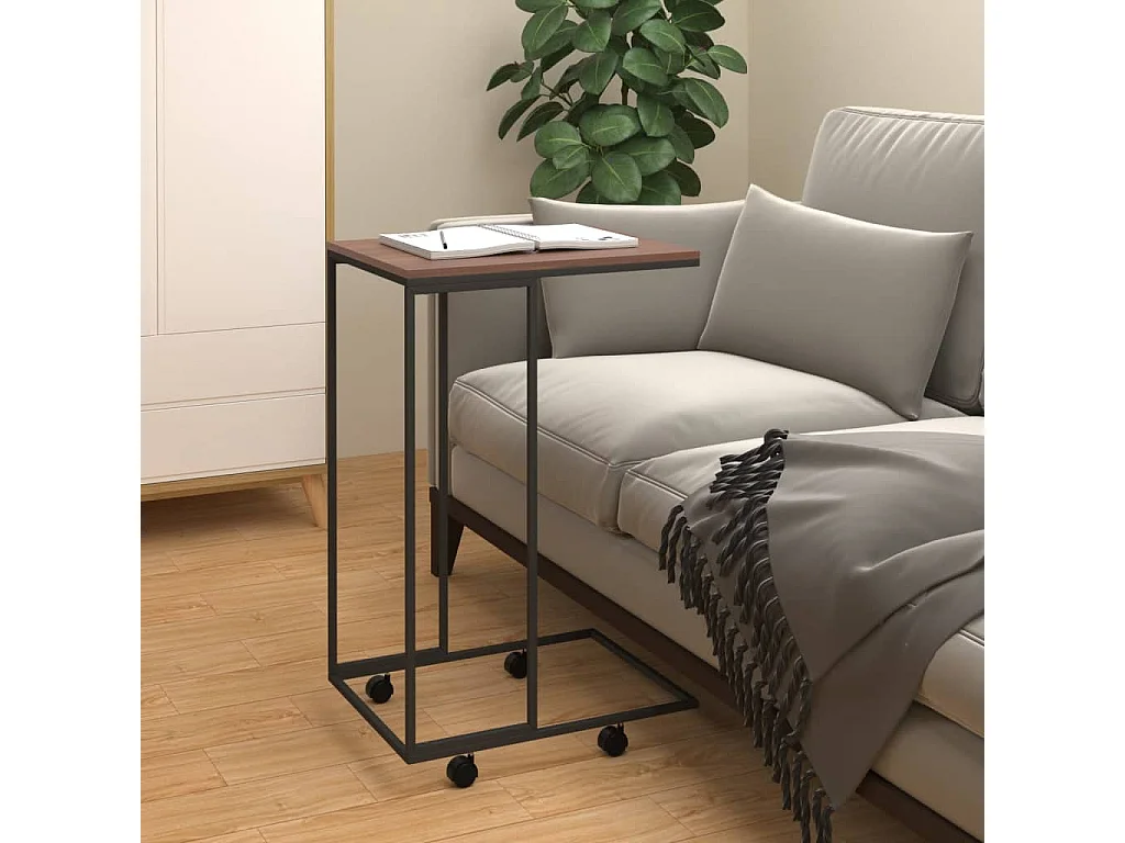 Tavolino con Ruote Nero 40x30x63,5cm in Legno Ingegnerizzato