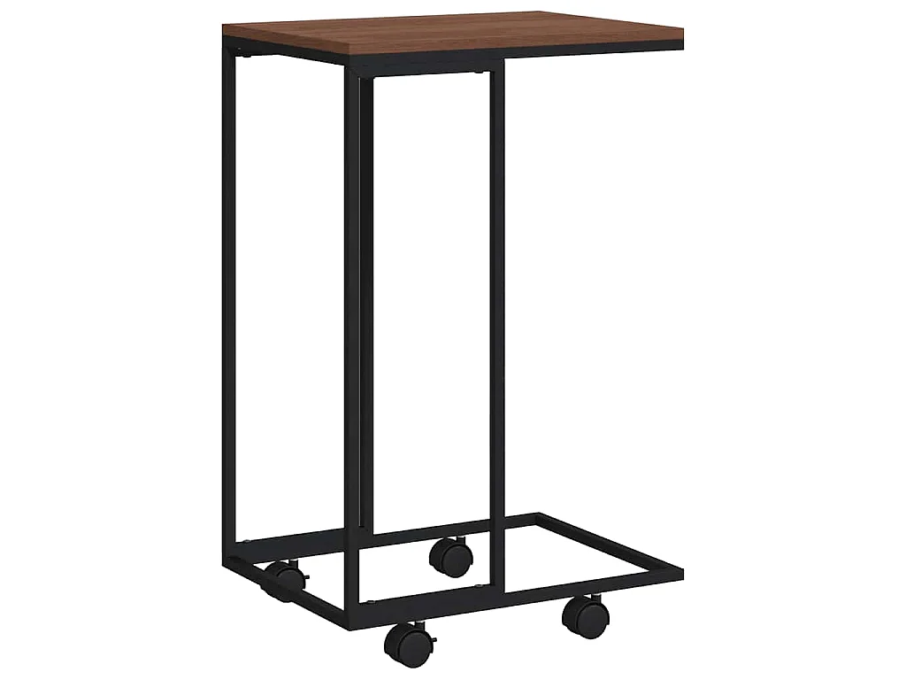 Tavolino con Ruote Nero 40x30x63,5cm in Legno Ingegnerizzato