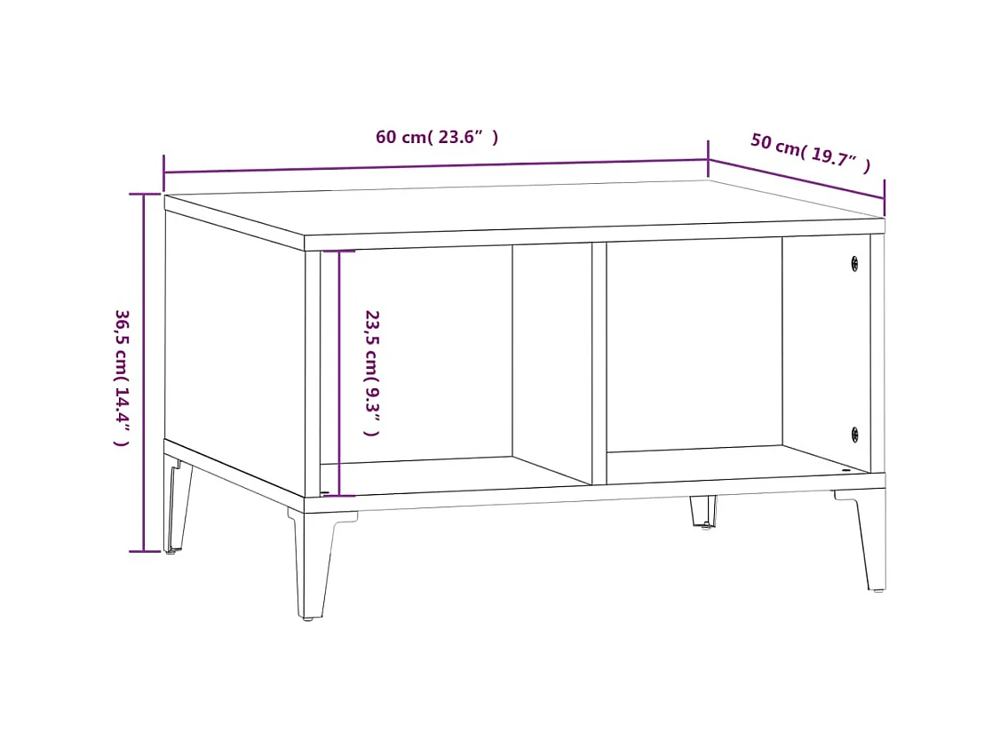 Table basse Sonoma gris 60x50x36,5 cm Bois d'ingénierie
