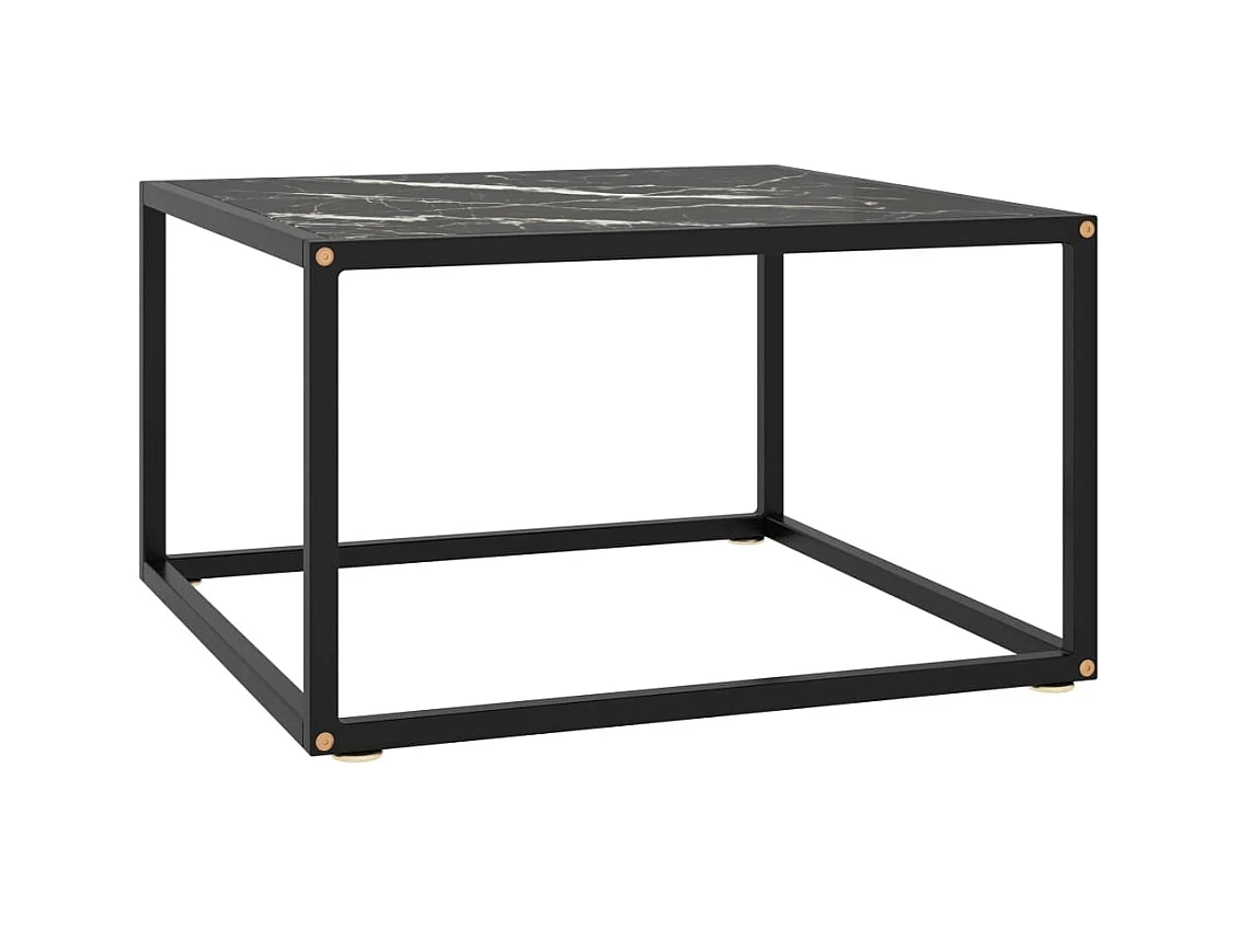 Table basse Noir avec verre marbre noir 60x60x35 cm