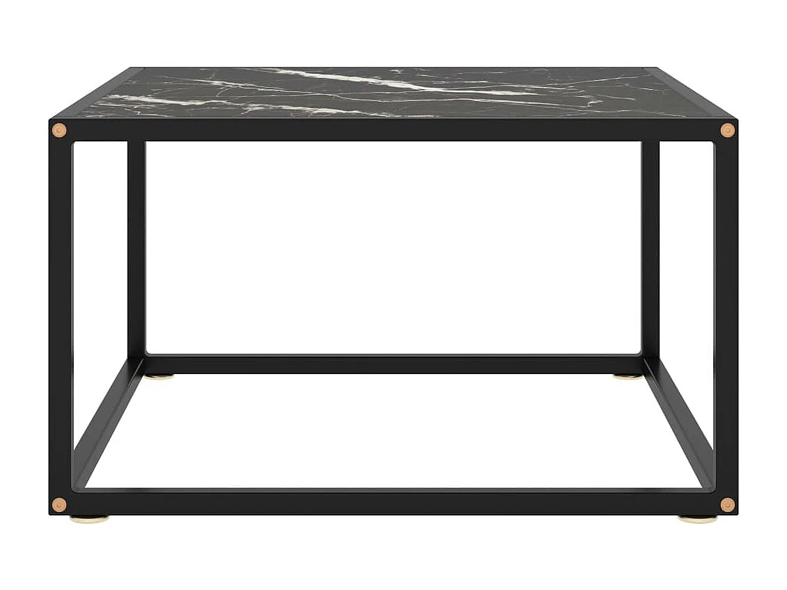 Table basse Noir avec verre marbre noir 60x60x35 cm