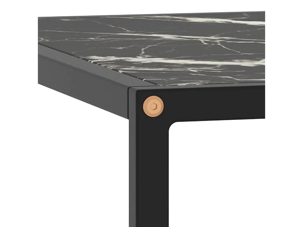 Table basse Noir avec verre marbre noir 60x60x35 cm