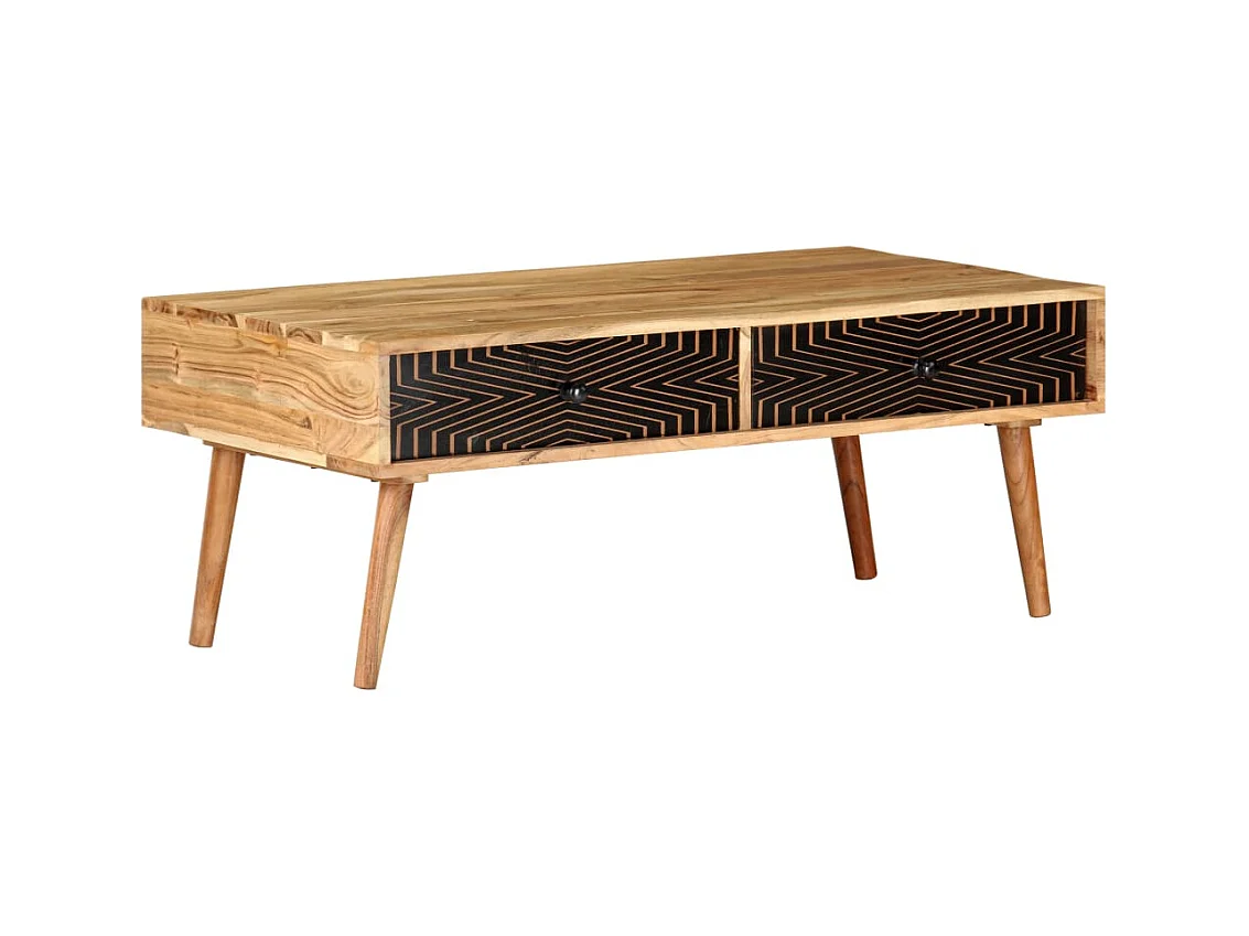Tavolino da Salotto 100x50x39 cm in Legno Massello di Acacia