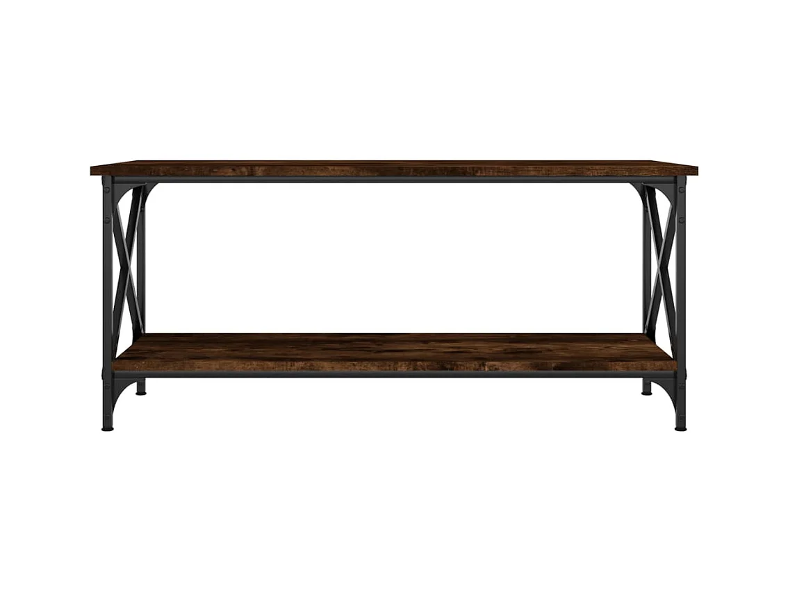 Table basse Chêne fumé 100x45x45 cm Bois d'ingénierie et fer