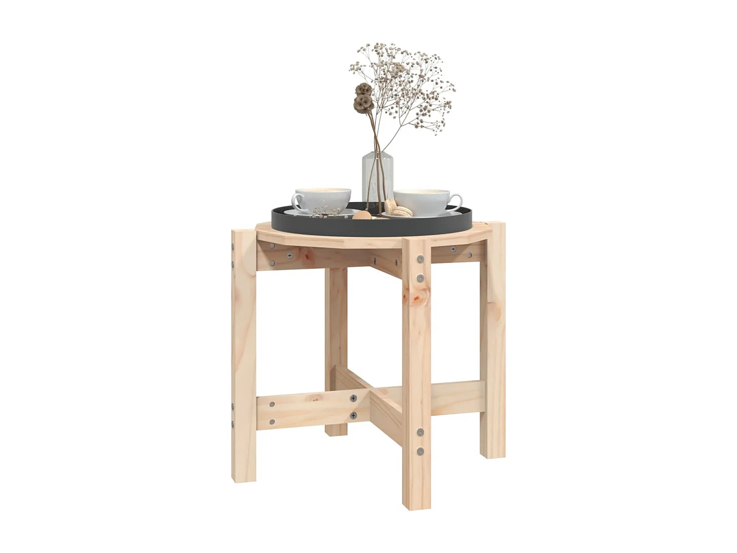 Tavolino da Salotto Ø 52,5x45 cm in Legno Massello di Pino