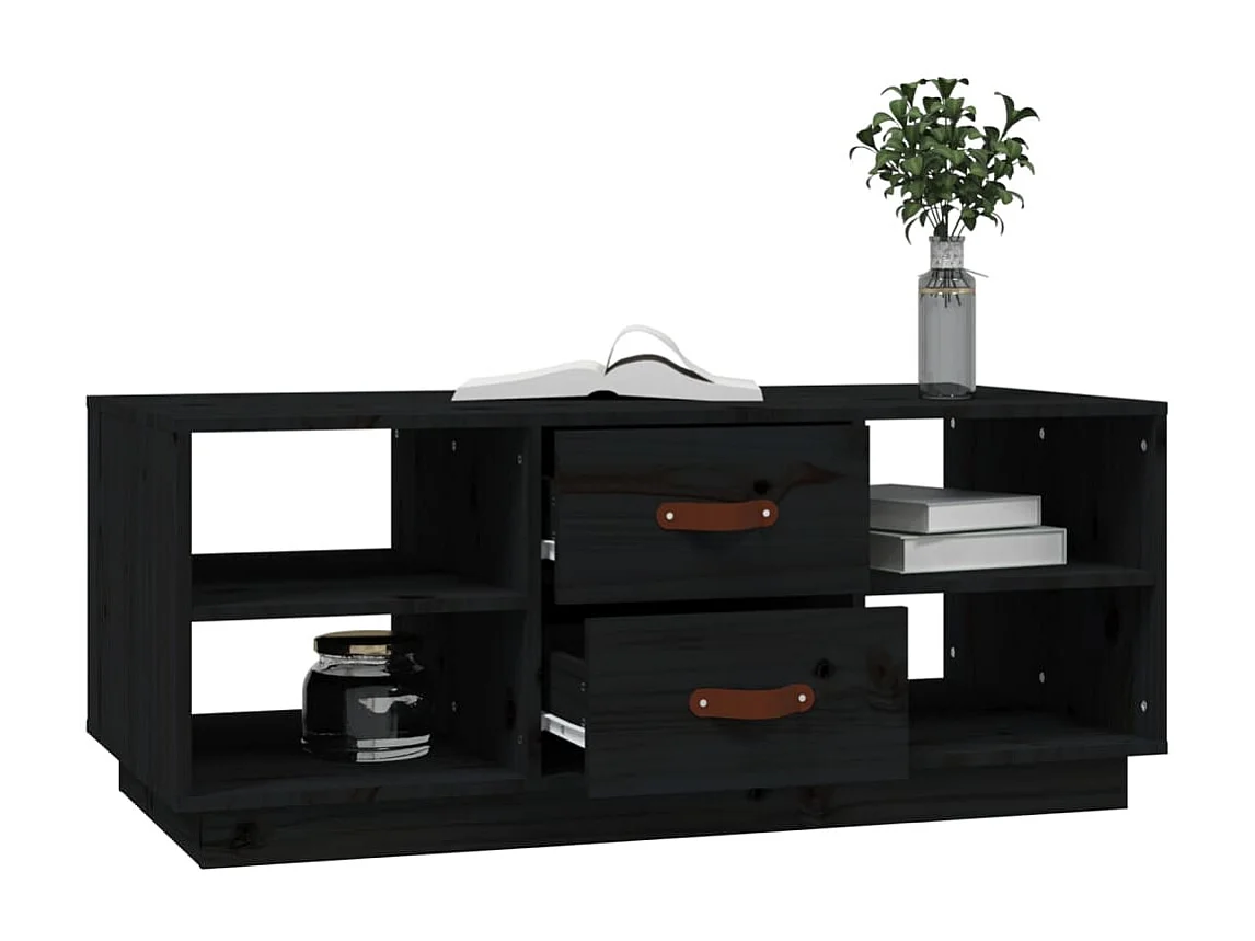 Mesa de centro 100x50x41 cm madeira de pinho maciça preto