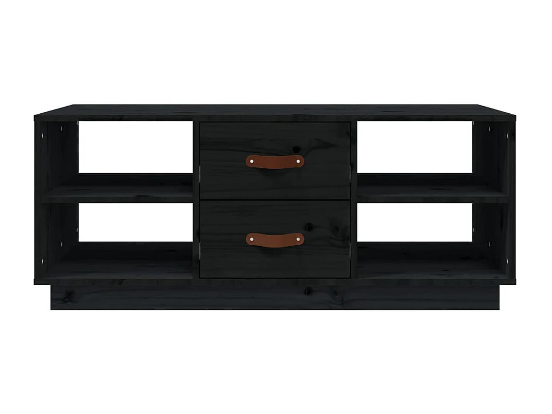 Tavolino da Salotto Nero 100x50x41 cm in Legno Massello di Pino