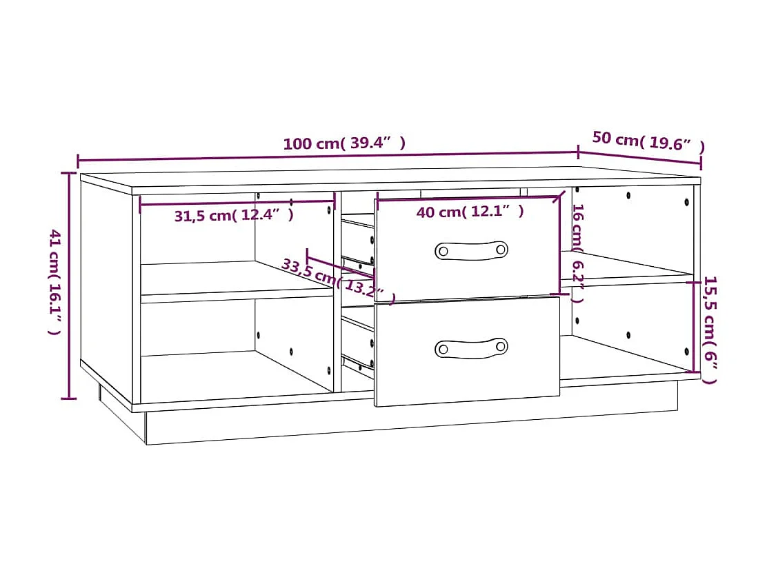 Salontafel 100x50x41 cm massief grenenhout zwart