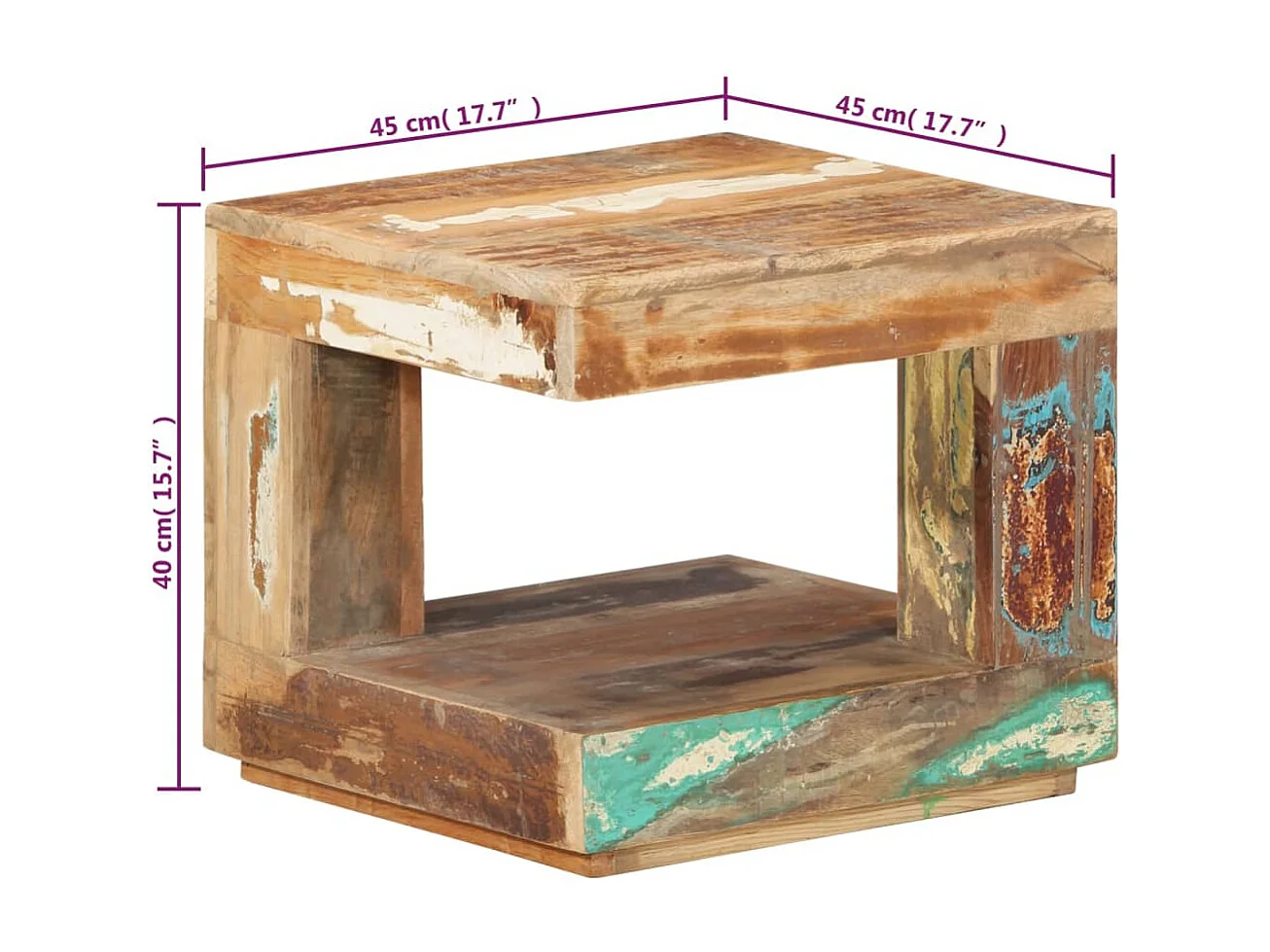 Salontafel 45x45x40 cm massief gerecycled hout
