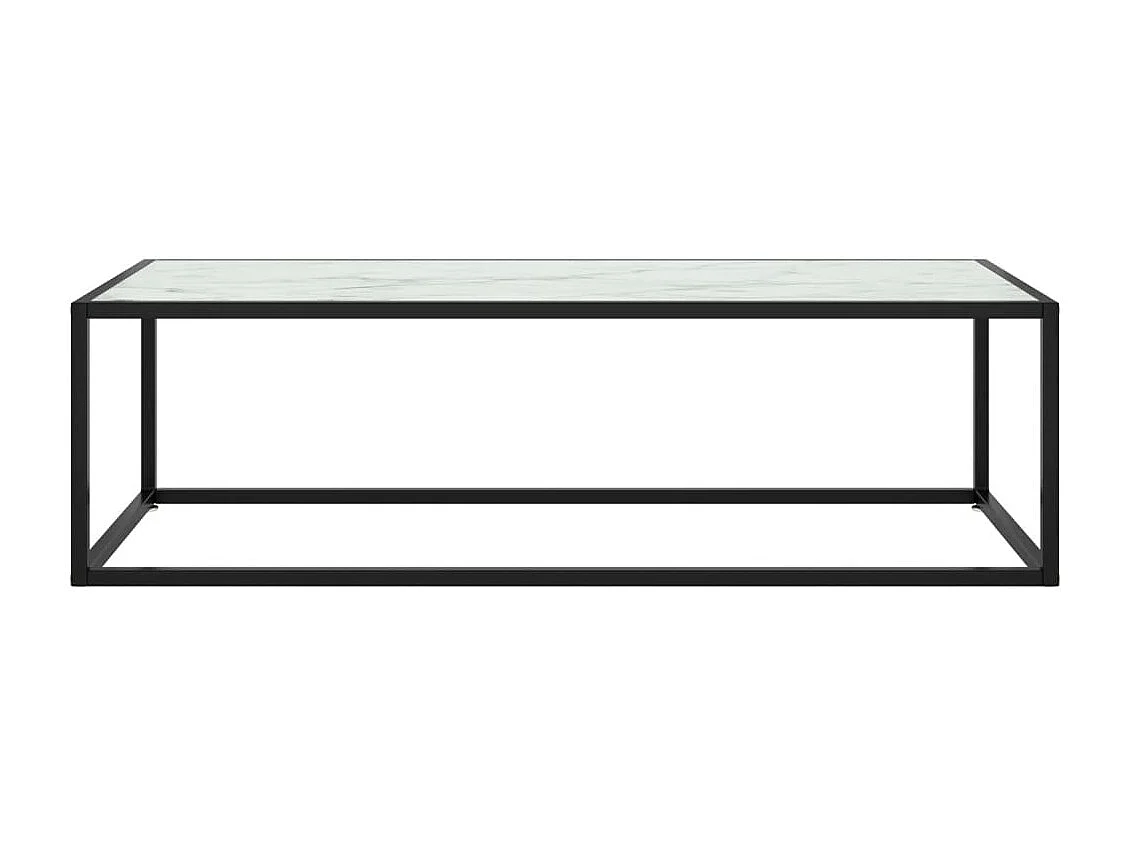 Couchtisch Schwarz mit Weißem Glas in Marmor-Optik 120x50x35 cm