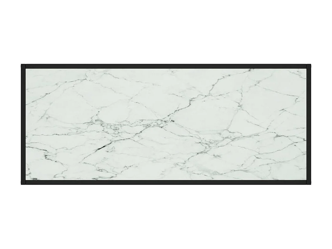 Couchtisch Schwarz mit Weißem Glas in Marmor-Optik 120x50x35 cm