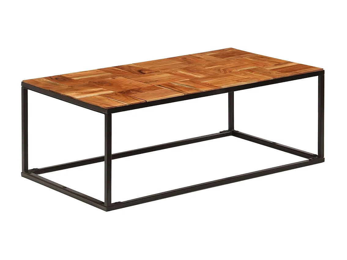 Mesa de centro madera maciza de acacia y acero 110x60x40 cm