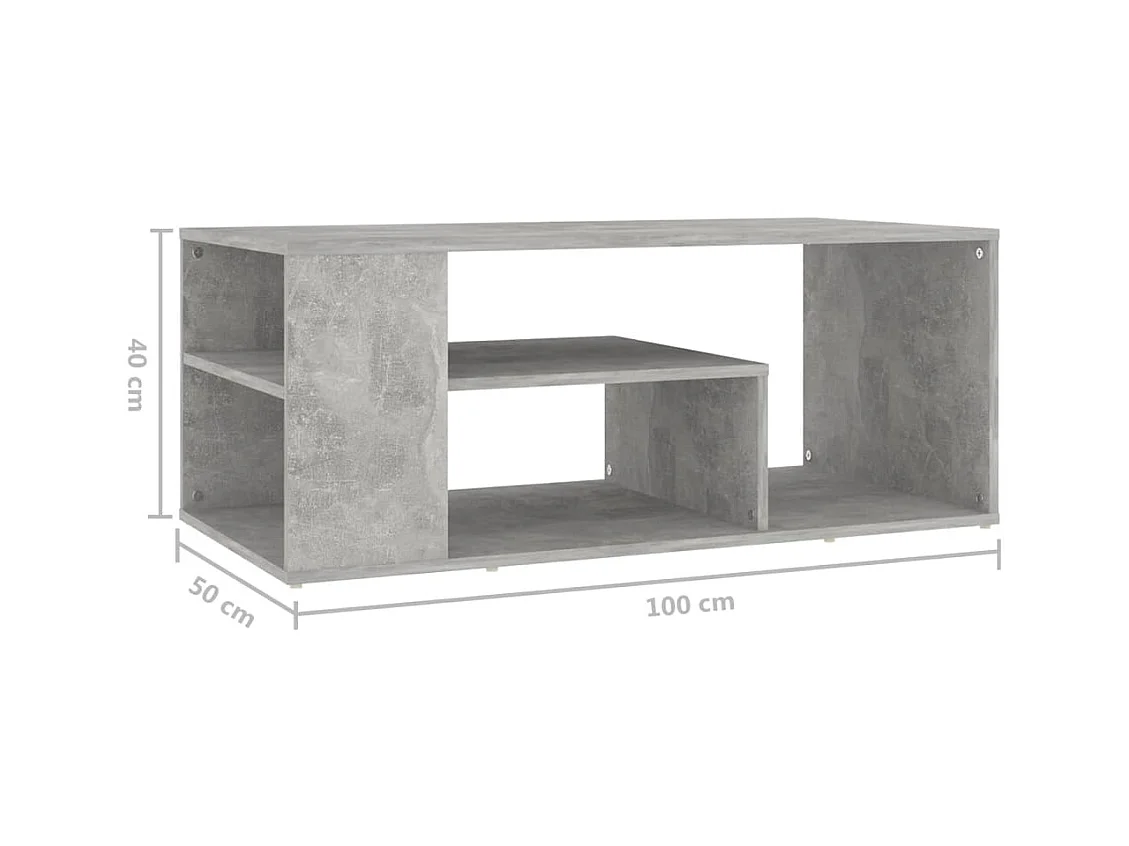 Table basse gris béton 100x50x40 cm bois d'ingénierie