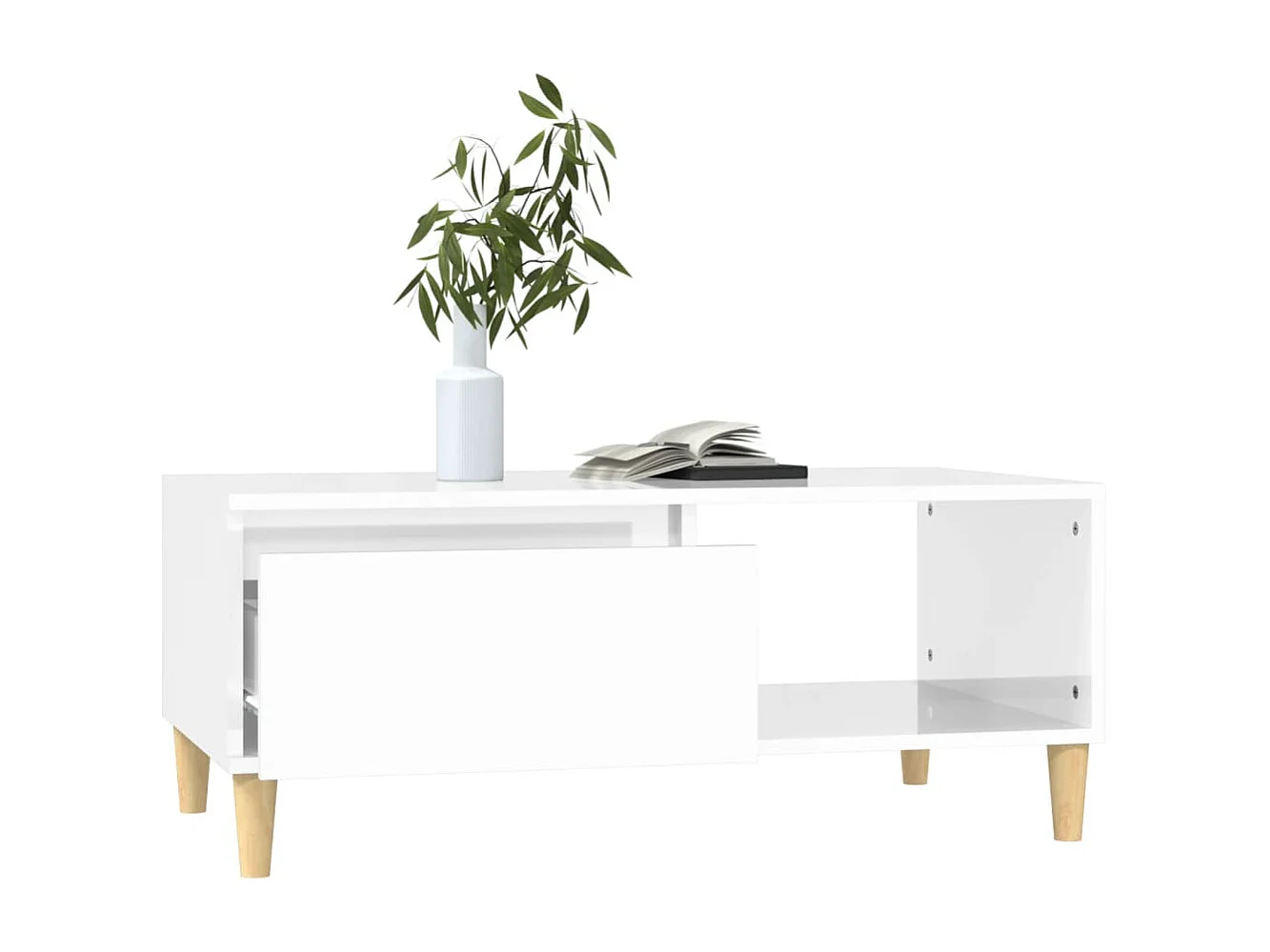 Mesa de centro 90x50x36,5 cm derivados madeira branco brilhante