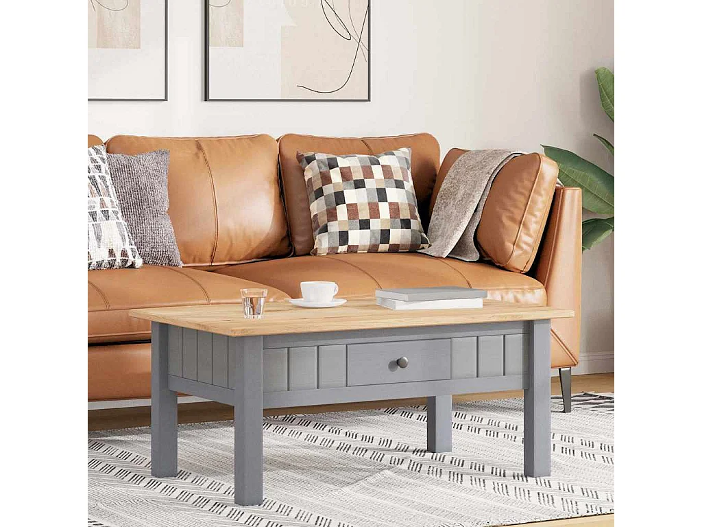 Table basse Gris 100x60x43,5 cm Pin massif Assortiment Panama
