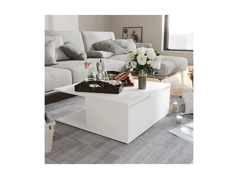 Table basse blanc 80x80x31 cm bois d'ingénierie