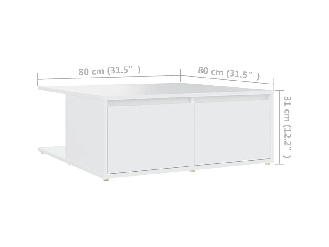 Table basse blanc 80x80x31 cm bois d'ingénierie