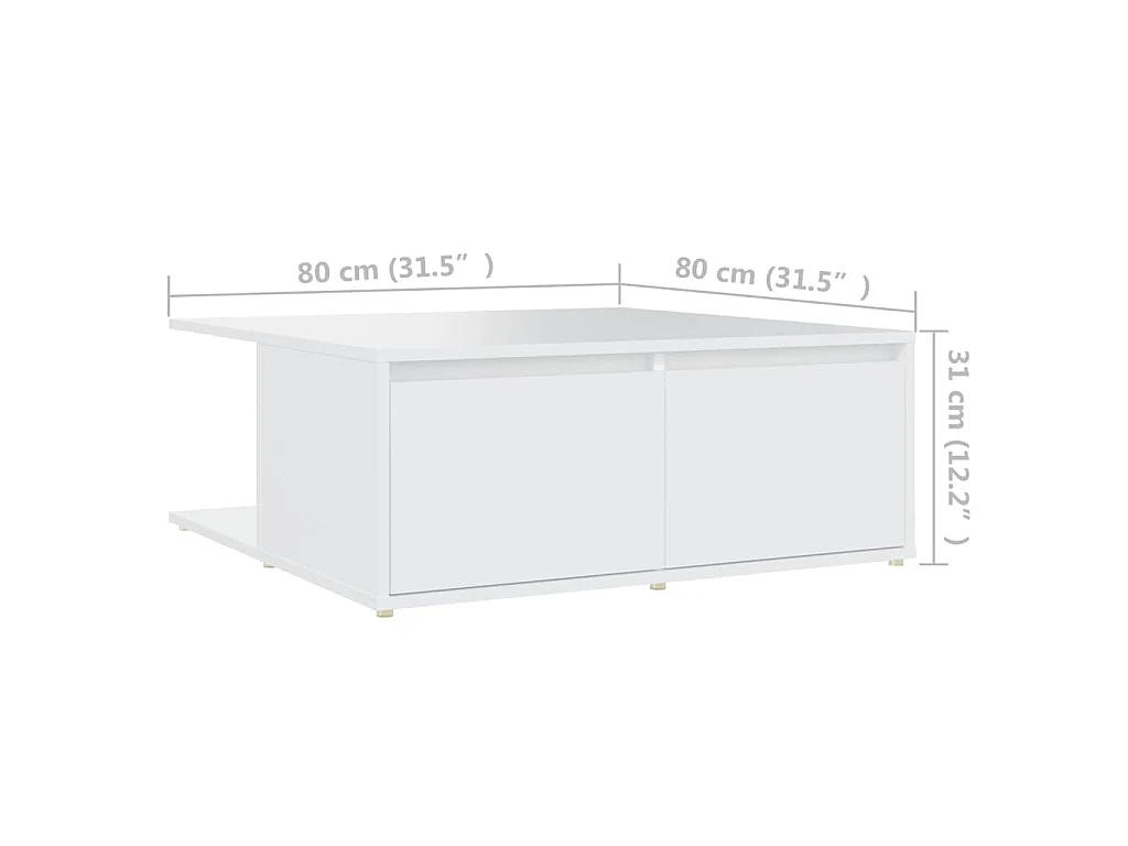 Mesa de centro 80x80x31 cm derivados de madeira branco