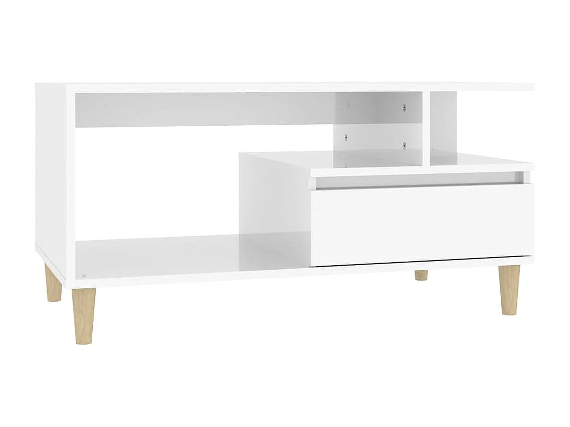 Tavolino da Salotto Bianco Lucido 90x49x45 cm Legno Multistrato