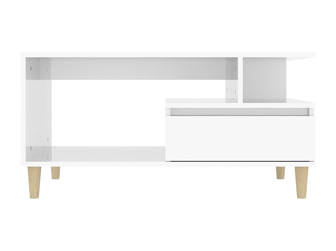 Tavolino da Salotto Bianco Lucido 90x49x45 cm Legno Multistrato