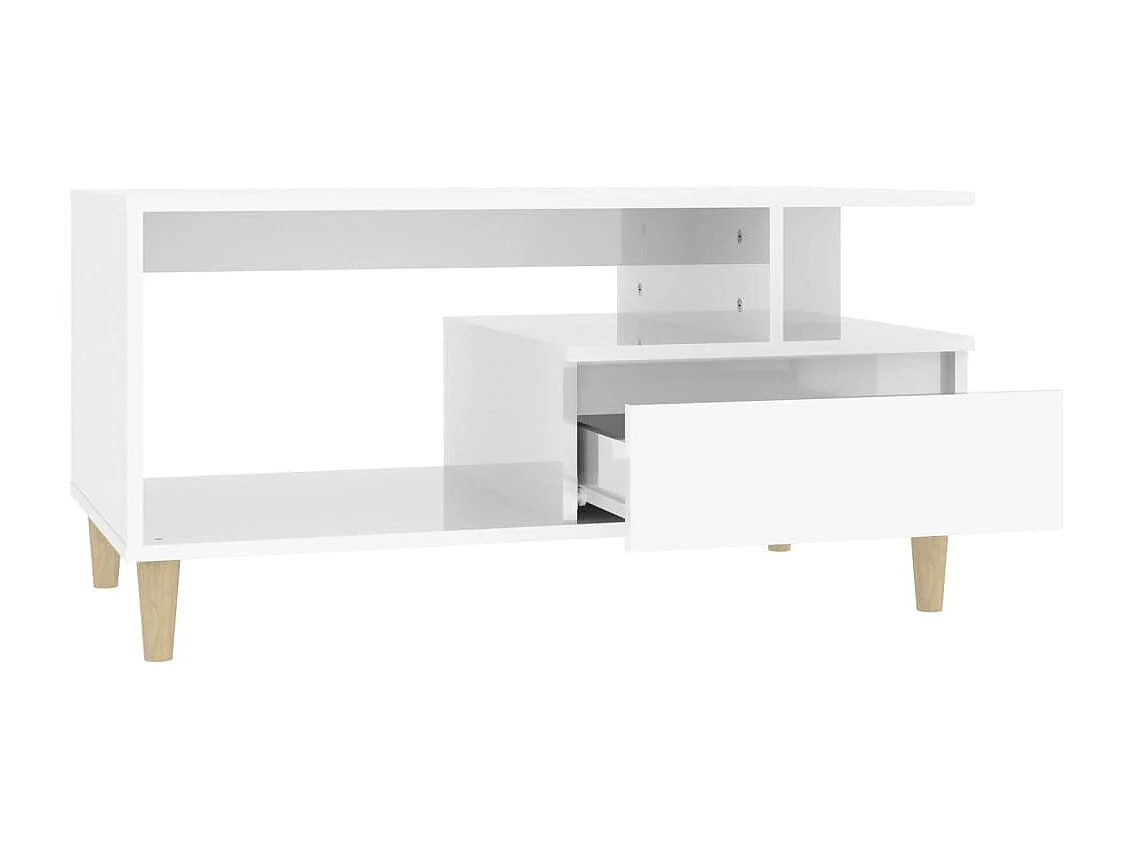 Tavolino da Salotto Bianco Lucido 90x49x45 cm Legno Multistrato