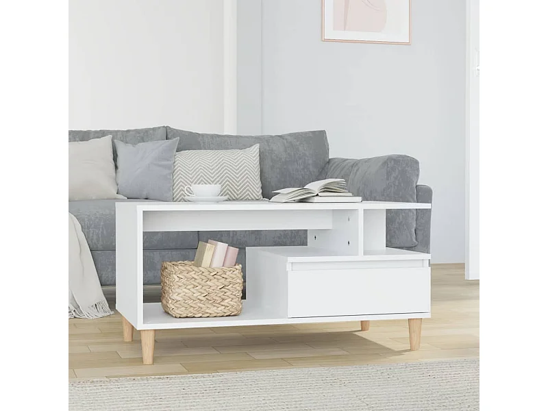 Couchtisch Hochglanz-Weiß 90x49x45 cm Holzwerkstoff