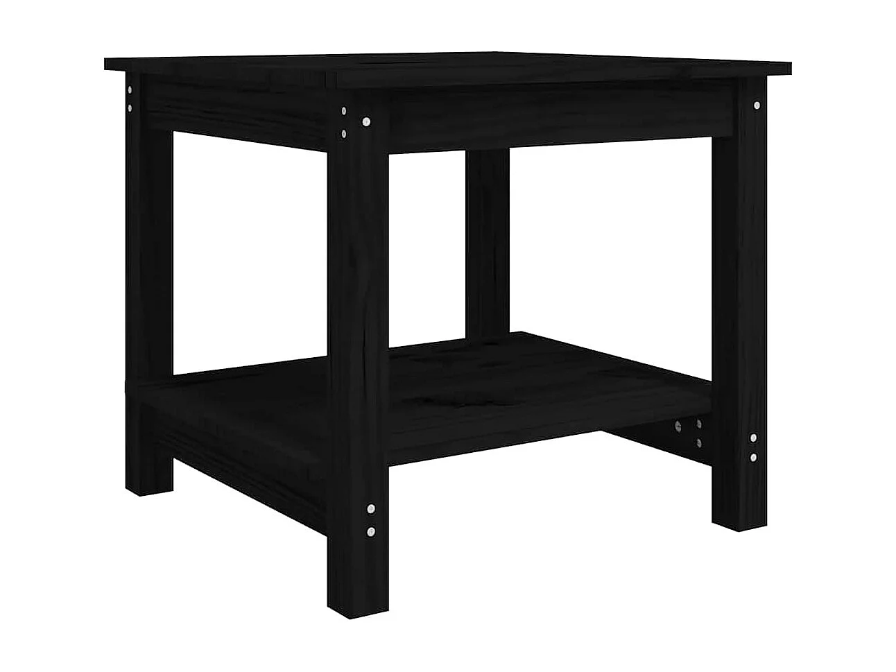 Tavolino da Salotto Nero 50x50x45 cm Legno Massello di Pino