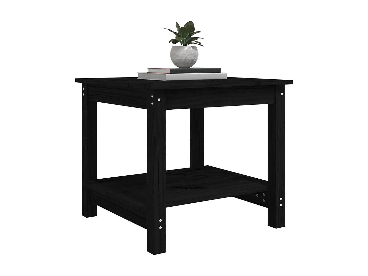 Tavolino da Salotto Nero 50x50x45 cm Legno Massello di Pino
