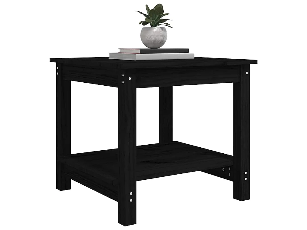 Table basse Noir 50x50x45 cm Bois massif de pin