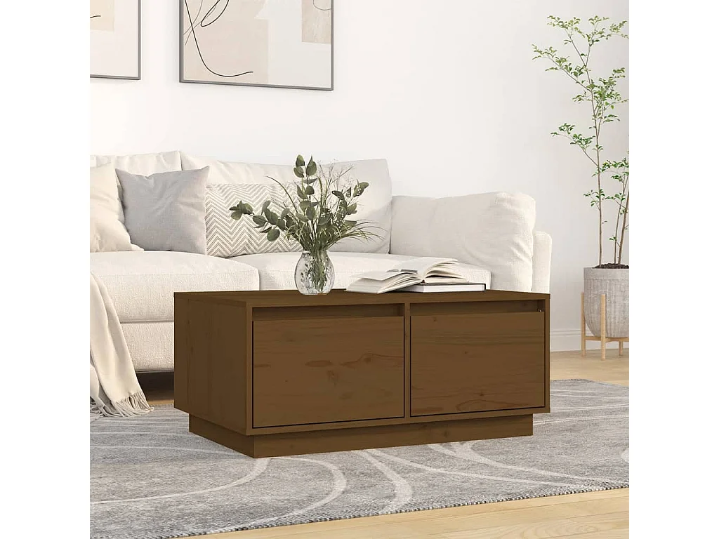 Table basse Marron miel 80x50x35 cm Bois massif de pin