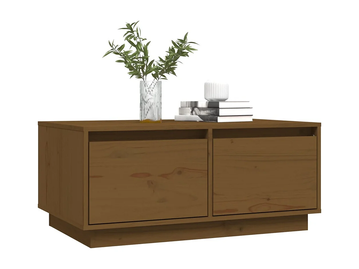 Table basse Marron miel 80x50x35 cm Bois massif de pin