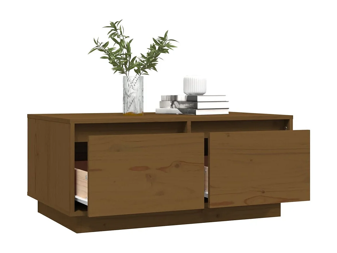 Table basse Marron miel 80x50x35 cm Bois massif de pin