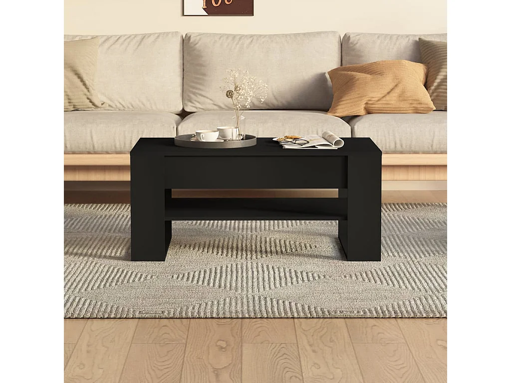 Mesa de centro 102x55x45 cm madeira processada preto