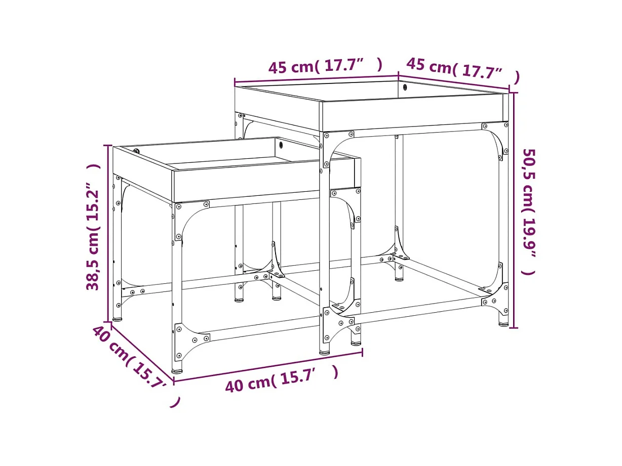 Tables d'appoint 2 pcs Chêne sonoma Bois d'ingénierie