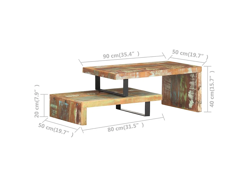 Ensemble de table basse 2 pcs Bois de récupération massif