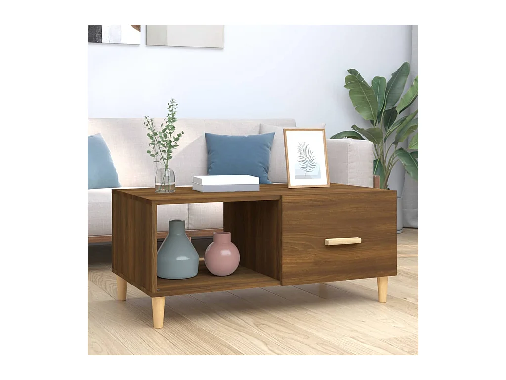 Salontafel 89,5x50x40 cm bewerkt hout bruin eikenkleur