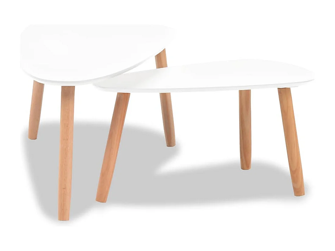 2-tlg. Couchtisch-Set Massivholz Kiefer Weiß