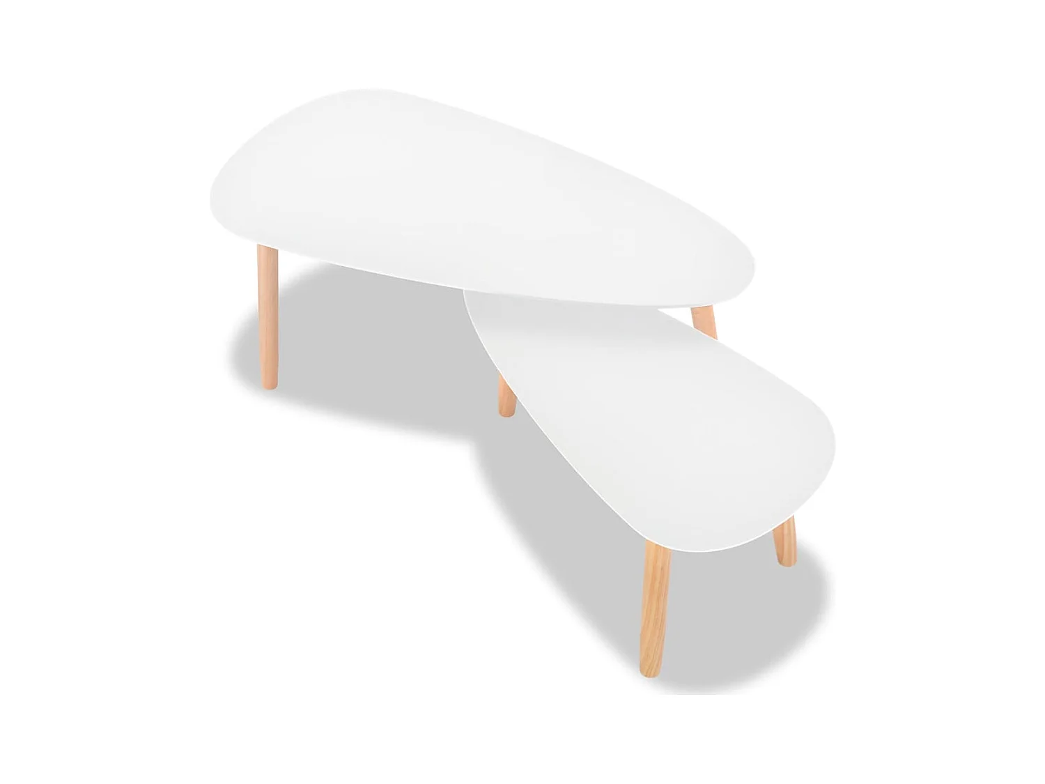 2-tlg. Couchtisch-Set Massivholz Kiefer Weiß