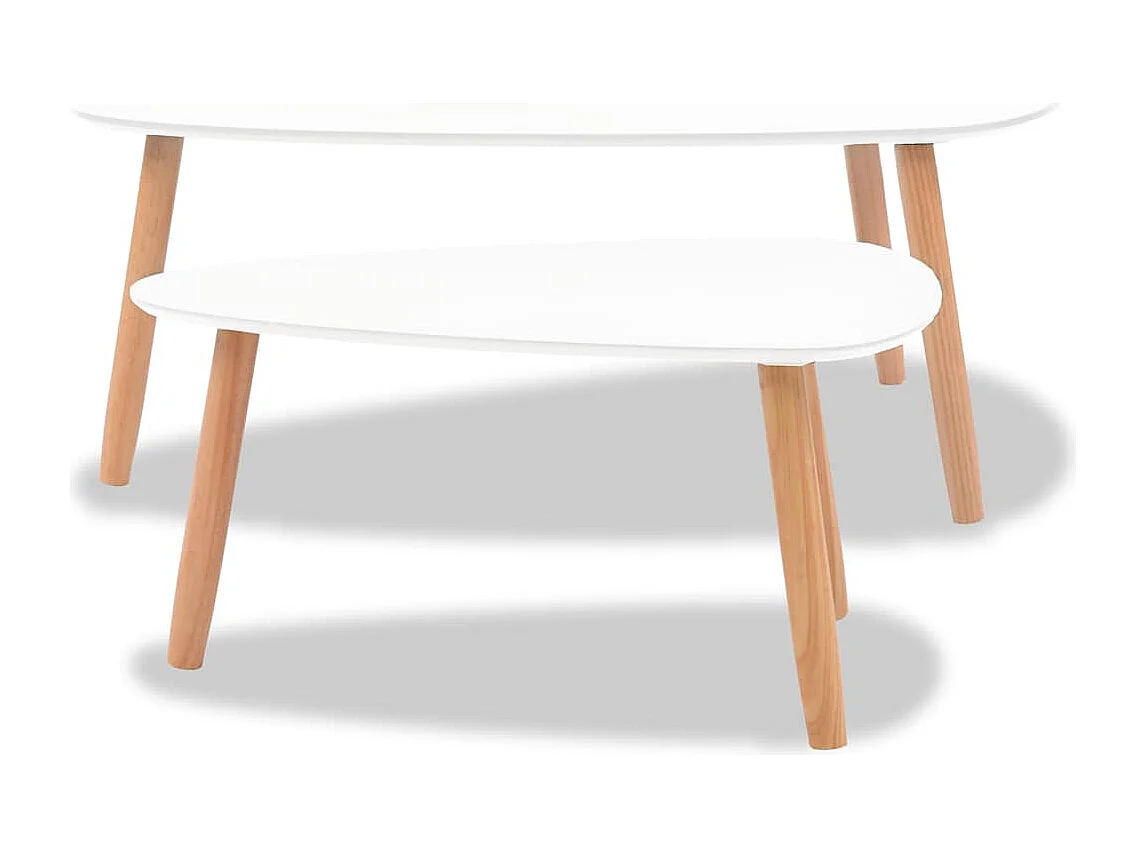 2-tlg. Couchtisch-Set Massivholz Kiefer Weiß