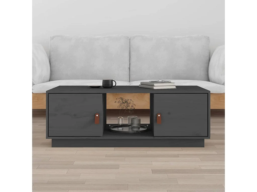 Couchtisch Grau 100x50x35 cm Massivholz Kiefer
