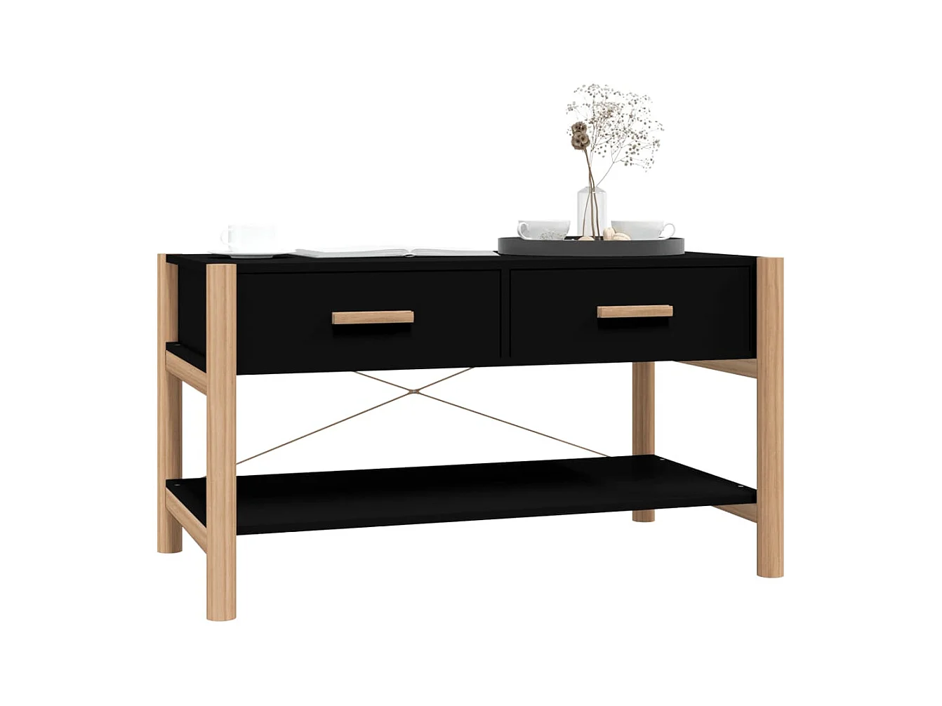 Table basse Noir 82x48x45 cm Bois d'ingénierie