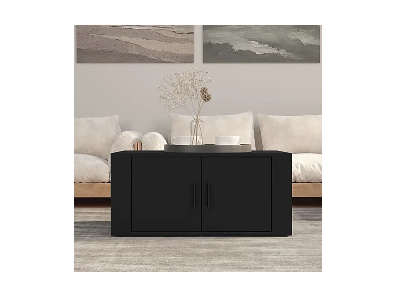 Tavolino da Salotto Nero 80x50x36 cm in Legno Multistrato